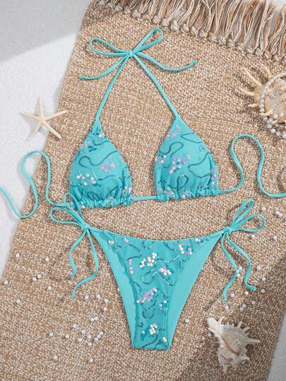 Swim SXY Bộ bikini 2 mảnh gợi cảm mới dành cho người có thân hình đầy đặn, mùa xuân/hè 2026, có đệm mút tháo rời, chất liệu đặc biệt, quần tam giác với nơ xinh xắn, đồ bơi thời trang thường ngày cho kỳ nghỉ biển.