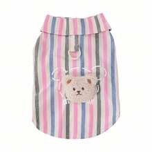PETSIN 趣味拼布衬衫、狗狗衣服、猫咪衣服、动物连衣裙、春季狗狗衬衫、英伦风狗狗衣服、欧美新款小型动物两足服装 - 粉色 - 查看 14