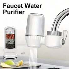 1Pc Sink Water Filter, Faucet Water Filter (No Light), Activated Carbon Faucet Water Filter To Remove Chlorine, Limescale, Heavy Metals And Odor - White - View 2