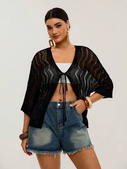 Travachic 2026 Spring/Summer Plus Size Women Fashion Elegant Beach Resort Knit Cardigan