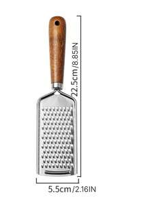 SHEIN 1pc Rosewood Kitchen Tool Set, Stainless Steel Peeler, Cheese Grater, Pizza Cutter, Baking Tools - Multicolor - View 6