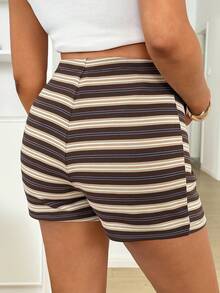 SHEIN Quần short bầu dáng casual kẻ sọc, cạp chun điều chỉnh được. - Nhiều màu - Xem 2
