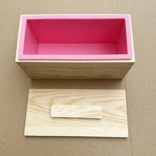小型长方形硅胶皂模套装，带木盒和盖子，DIY手工皂制作和熔化浇注模具，容量20盎司（600毫升），心形月亮管状柱形硅胶皂蜡烛模具，嵌入式皂制作用品 - 多色 - 查看 9