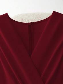 Franclia Bộ jumpsuit không tay cổ chữ V, thắt eo, màu hồng, ống rộng, trang trí kim loại, thanh lịch, phù hợp cho nữ, thích hợp cho mùa xuân/hè. - Màu Đỏ Sâu - Xem 5