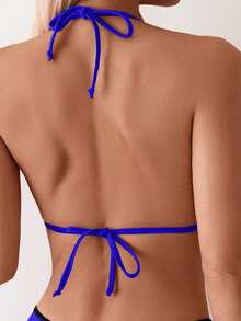 Swim Basics Bộ bikini hai mảnh cổ yếm dành cho nữ, thích hợp cho kỳ nghỉ hè ở bãi biển. - Xanh đậm - Xem 3