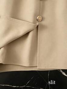 Franclia Women's Solid Color Metal Button Design Split Hem Culottes - Khaki - View 3