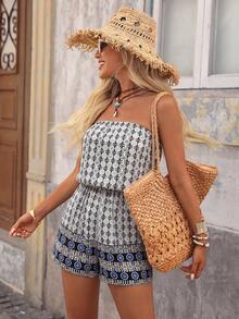 Brillora Mono informal con estampado total para mujer - Azul y blanco - Ver 5