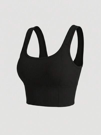 Sweetra 1pc Women's Removable Padded Seamless Sports Bra For Fall , With Lift Support