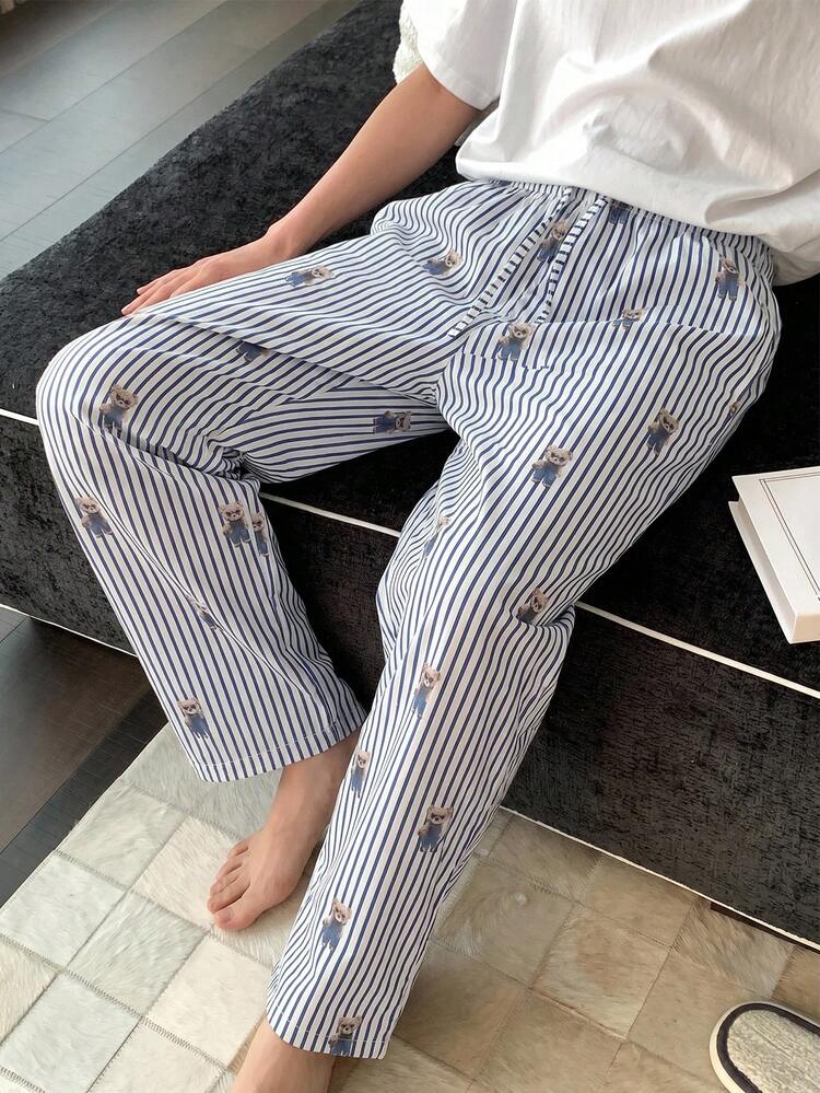 Multi-Color Striped Elastic Waist Men's Lounge Pants