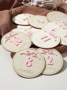 SHEIN Newborn Photography Set With Birth Certificate Plaque - Pink - View 3