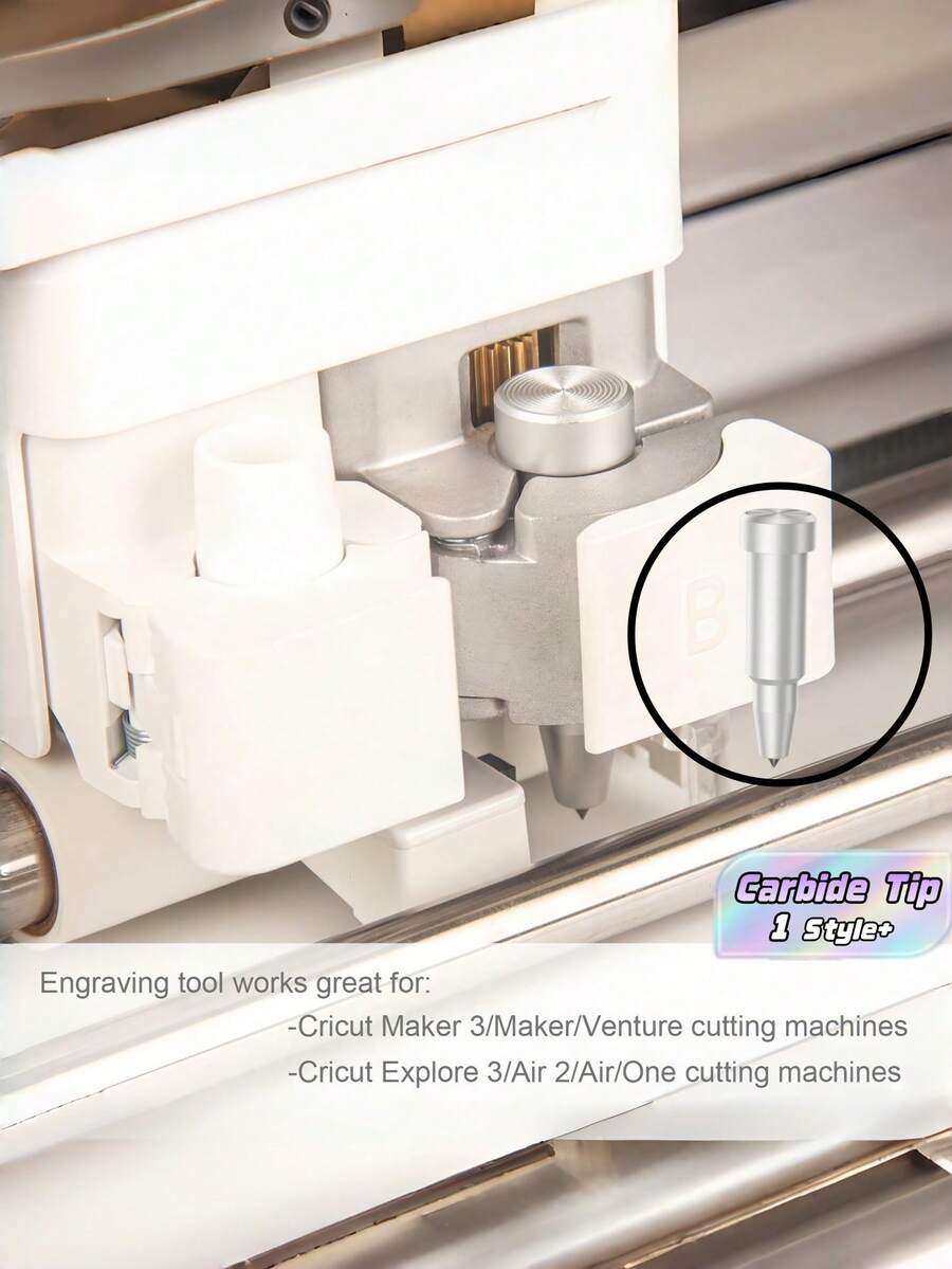1支装优质硬质合金钢雕刻笔尖，适用于Maker 3/Maker/Venture/Explore 3/Air 2/Air/One等多种材质，可用于软金属、皮革、亚克力、塑料等工艺材料，必备工艺品 - 銀色 - 查看 1