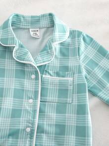 SHEIN Pijama con pies para recién nacidos, con estampado de dinosaurios de dibujos animados y ribete con cordón, de tela suave y cómoda - Verde - Ver 6