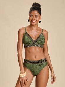 SHEIN TRVLCHIC Bộ bikini in hoa dành cho nữ, thích hợp cho kỳ nghỉ hè ở bãi biển. - Nhiều màu - Xem 4