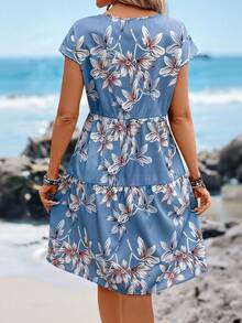 Sylviya Women's Casual Floral Print Batwing Sleeve Short Dress - Multicolor - View 2