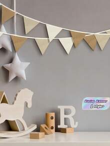 1 Set 3.6M Burlap Khaki Banners, Burlap Pennants, Linen Buntings, Garland Ribbons, Suitable For Birthdays, Weddings, Parties, Camping, Bohemian Spring Easter, Holiday Party Decorations - Multicolor - View 1