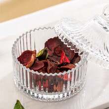 Glass Mongolian-Style Covered Containers, Candy Jars, Cosmetic Storage Jars, Crystal Decorative Jars - White - View 3
