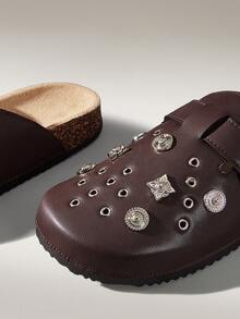 Solecia Zapatillas de casa de mujer CUCCOO casuales y versátiles con puntera redonda esponjosa y plana para Navidad - Marrón - Ver 5