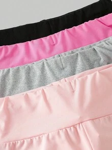 Girls' Minimalist Fashion Light Pink, Purple, Black, Gray 4-Color Combination Short Comfortable Leggings - Multicolor - View 8