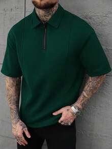 Manfinity CasualCool Áo Polo nam thiết kế phối mảnh, thời trang và đa năng, phù hợp mặc hàng ngày. - màu xanh lá - Xem 3