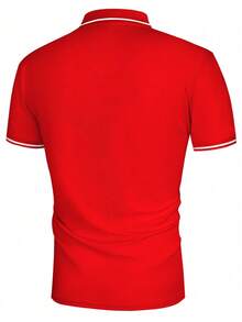 Manfinity Homme Men Contrast Trim Polo Shirt - Red - View 2