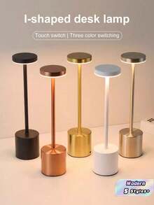 1pc Modern LED Table Lamp With Touch Control | Rechargeable Lithium Battery, USB Charging, Adjustable Brightness, Suitable For Home, Office, Bar And Bedroom Decoration - Multicolor - View 3