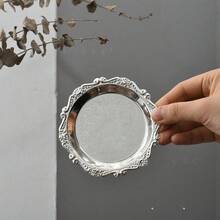 1pc Vintage Tray, Cup Coaster, Candle Holder, Jewelry Organizer Tray, Metal In Gold Or Silver Color,Decorations - Silver - View 12