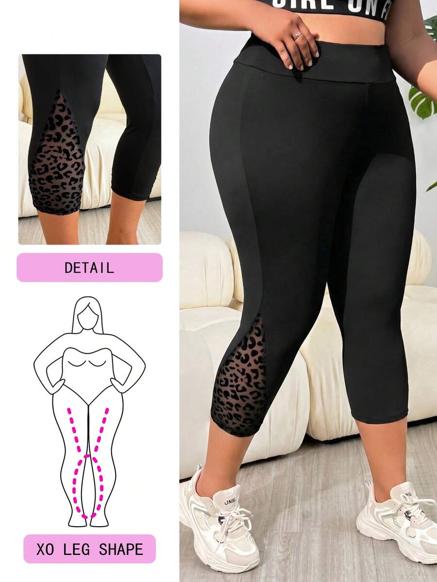 Solflare Plus Size Women Solid Color Casual Versatile Daily Wear Leggings - Black - View 1