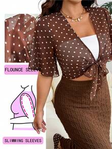 Solflare Áo khoác dáng rộng tay lửng 5/6, chất liệu chiffon mỏng nhẹ, in chấm bi, thích hợp cho nhiều dịp: ngoài trời, hàng ngày, dự tiệc, đi làm, đám cưới, lễ hội âm nhạc, tựu trường, kỳ nghỉ biển, thời trang đường phố, mặc nhà thoải mái, mua sắm, dạo phố, cỡ lớn. - Nhiều màu - Xem 7