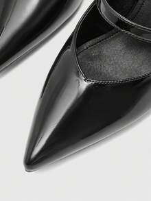 CUCCOO BIZCHIC Women's Fashion High-Heeled Shoes, Buckle Thick Heel PU Global Four-Season Commute Elegant Foundation Holiday Vacation Office Outdoor Daily Wear - Black - View 5