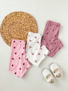 Baby Girl Floral Print Elastic Waist Pants - Pink - View 6