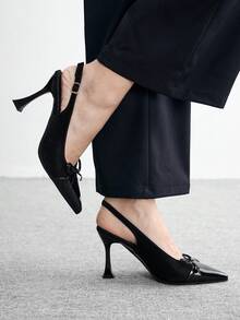 CUCCOO BIZCHIC Women's Fashion High Heel Sandals, Bow Stiletto Global Four Seasons Commuter Elegant Basic Office Outdoor Festive Vacation Daily Versatile Summer - Black - View 3
