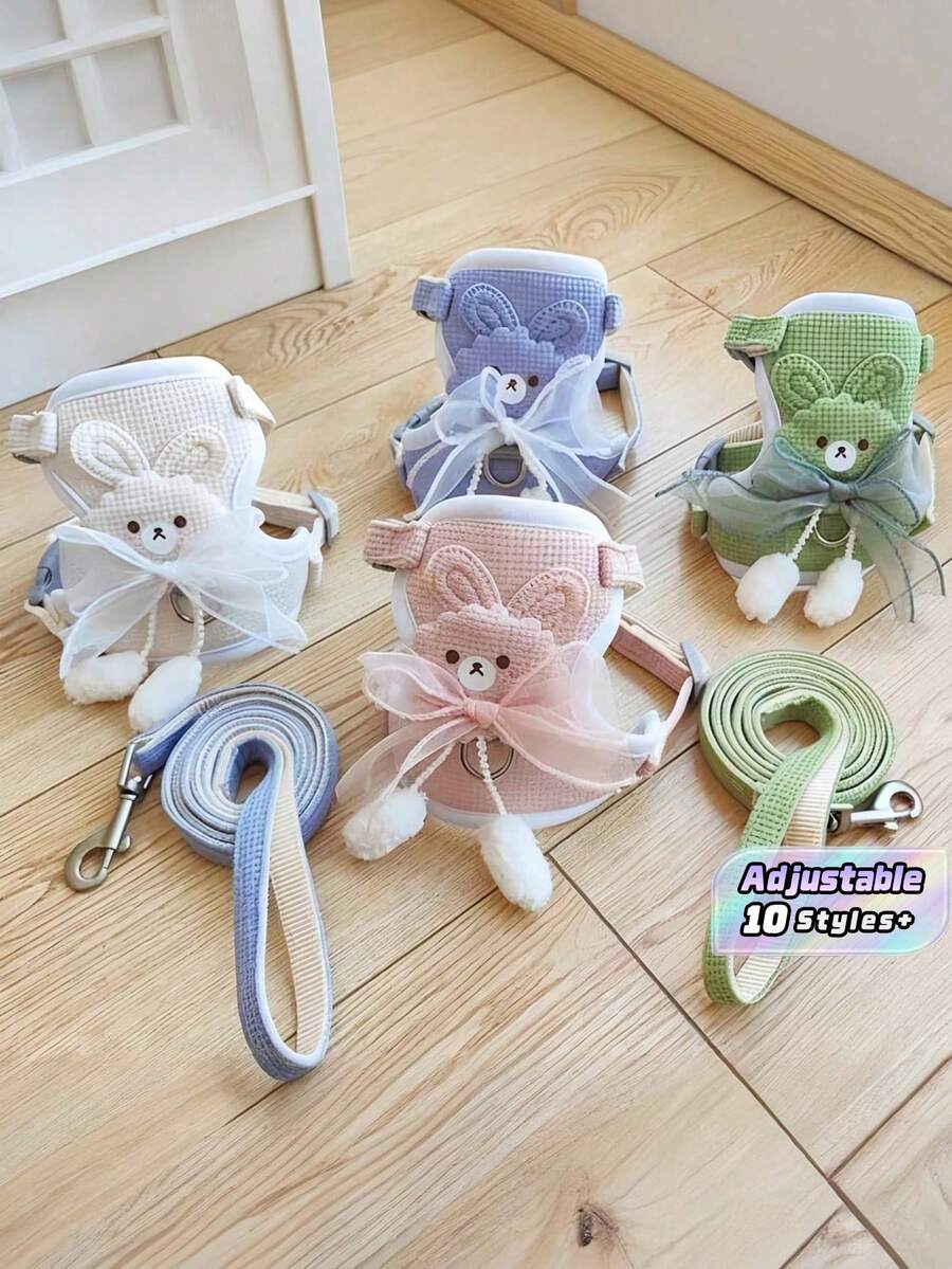 Arnés con correa estilo chaleco para perros pequeños como Teddy y Pomerania, correa para pecho para mascotas para gatos y perros - Multicolor - Ver 1