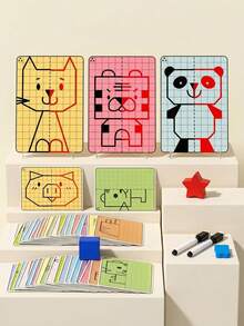 MINKOJA 20 Patterns Cartoon Lattice Symmetrical Drawing Graphics . Creative Concentration Train Tracing Painting Cards Wipe Pen Control - Multicolor - View 4