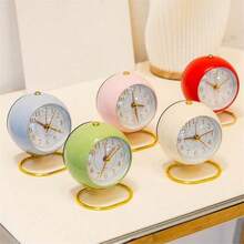 1 Pieza Reloj Despertador Retro Nórdico, Silencioso y Simple de Mesa de Noche, con Luz Nocturna, Carcasa Metálica Adecuada para Personas que Duermen Profundamente. Reloj de Escritorio/Mesilla Minimalista, Reloj de Puntero Luminoso Silencioso para Estudiantes, Decoración Escolar o Dormitorio - Multicolor - Ver 11