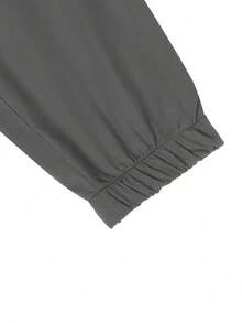Manfinity Homme Pantalones cargo casuales con cordón para hombres - Gris Oscuro - Ver 7