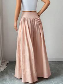 Elenzga Novas Calças Femininas Casuais e Elegantes, Design de Fivela Floral, Pernas Largas Soltas, Tecido de Algodão Macio 100% Rastreável, Calças Rosa Adequadas para o Dia de Ação de Graças, Halloween, Com Bolsos Funcionais e Pernas Largas Fluidas - Rosa chiclete - Visão 2