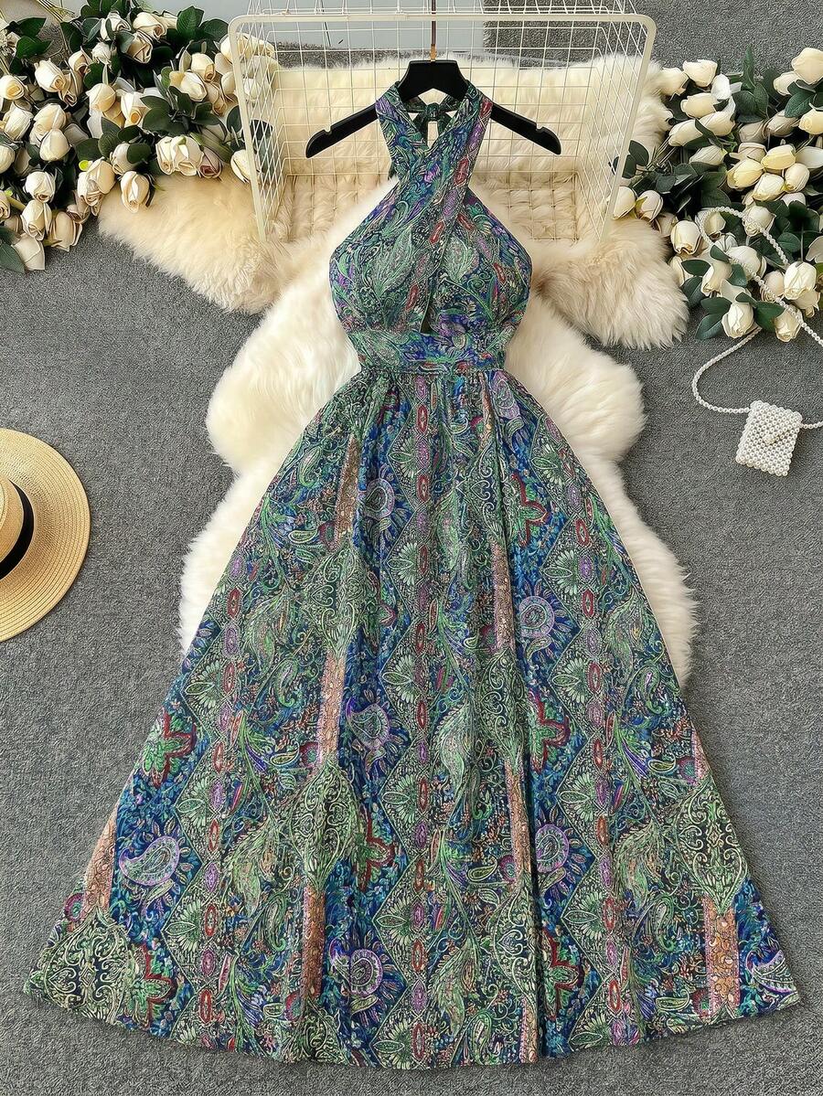 SHEIN Clasi Đầm hoa in họa tiết thường ngày dành cho nữ cỡ lớn, thích hợp cho kỳ nghỉ. - Nhiều màu - Xem 1