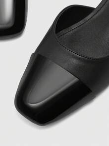 CUCCOO BIZCHIC Zapatos de tacón bloque con punta fina y diseño de bloques de color para mujer, primavera/verano - Negro Noche Brillante - Ver 5