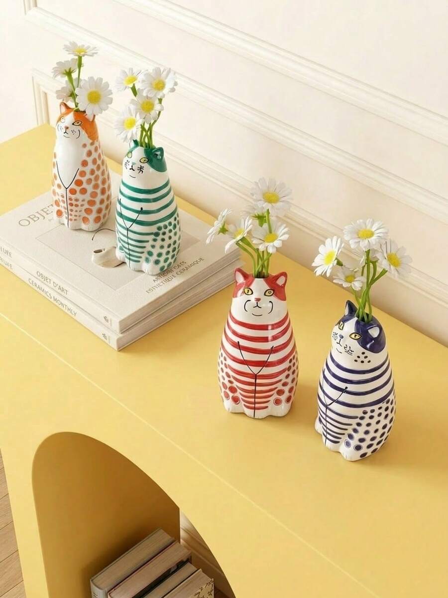 Joivida 波点猫咪花盆,创意树脂装饰雕像,黑白可爱猫咪造型,适用于室内植物、多肉植物和小绿植,可作为客厅、卧室、办公桌和窗台的装饰品,是送给爱猫人士、园艺爱好者、同事和客户的商务礼品和四季皆宜的礼物,也适合公司活动、乔迁、生日、圣诞节和全年送礼。 - 多色 - 查看 1
