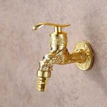 1 Piece Classic Retro European Style Cold Water Wall Mounted Faucet, Stainless Steel Material, Perfect For Kitchen Sink, Washing Machine, Outdoor Garden And Bathroom Accessories - Gold - View 9