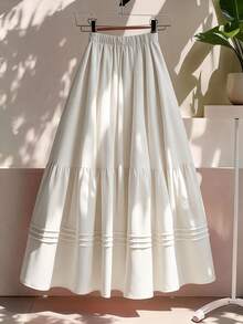 GlowEve CURVE Plus Size Layered Ruffle Hem Detail Skirt Fall - White - View 2