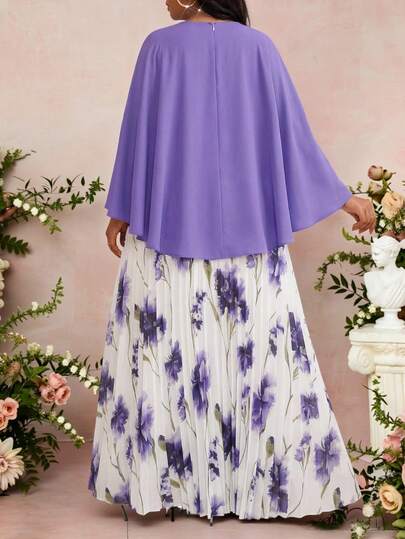 Fleurora Plus Size Women Floral Print Patchwork Pleated Hem Elegant Summer Dress Elegant Dresses For Women White Dress Floral Dress Vacation Outfits Women Mother's Day Dress Beach Dress Summer Dress Modest Outfits For Women 2 Piece Blouse And Skirt Terno Women Casual Wear Latest Dress Style For Women Two Piece For Ladies Skirt Modest Outfits For Women Skirt And Top Modest Dresses For Women Summer Spring Outfit For Women Skirt And Top Flowy Skirts For Women New Arrival Dresses For Ladies