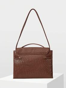 MOTF PREMIUM WOMEN'S BROWN FASHIONABLE CASUAL ELEGANT SHOULDER BAG WITH WOVEN EMBOSSED TEXTURE,LARGE CAPACITY,FOR COMMUTE, FOR SHOPPING,FOR DAILY - Brown - View 4