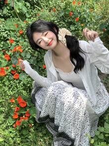 DAZY 两件套女式韩版吊带背心和长袖外套套装 - 白色 - 查看 8