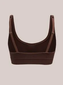 2pcs/Set Wireless & Padless Casual Comfortable Women Underwear Set - Coffee Brown - View 10