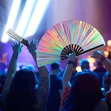 1个34.04厘米大号彩色闪光折叠手扇 - 派对、迪斯科、音乐节的理想之选 | 舞蹈服装配饰 | 活力四射的设计 | 扇子、春夏精选、伴娘礼物、房间、卧室装饰、海滩、旅行、男士、女士、度假、可爱小物、母亲节礼物、卧室装饰、花园、厨房装饰、夏季、海滩、旅行必备、房间装饰、软萌、毕业季 - 彩色 - 查看 10