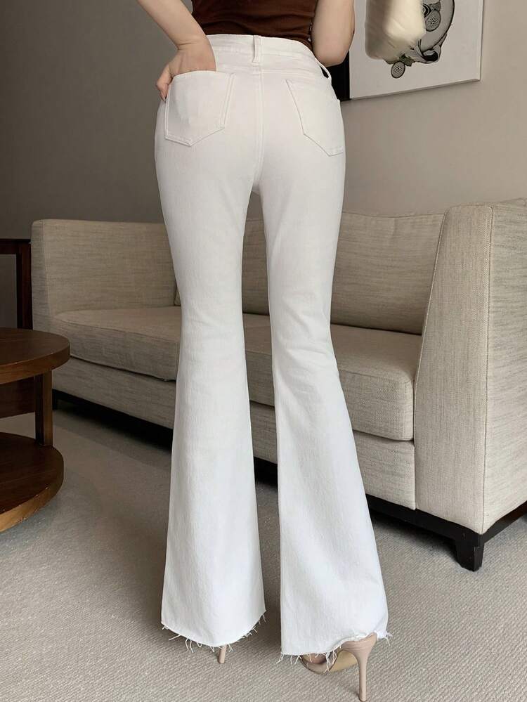 Women's Tight White Flare Jeans, Spring & Summer