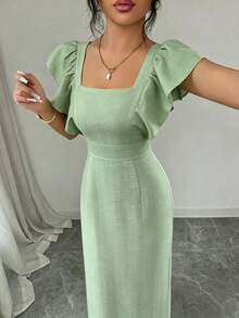 Elenzga Đầm dài nữ thanh lịch, thoải mái, màu trắng, thích hợp cho kỳ nghỉ, mặc thường ngày, du lịch biển mùa hè. - màu xanh lá - Xem 5