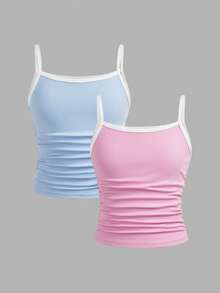 Bộ 2 áo croptop dệt kim đen trắng dáng ôm, nhún bèo, bất đối xứng cho bé gái tuổi teen, mua 1 tặng 1. - Nhiều màu - Xem 1