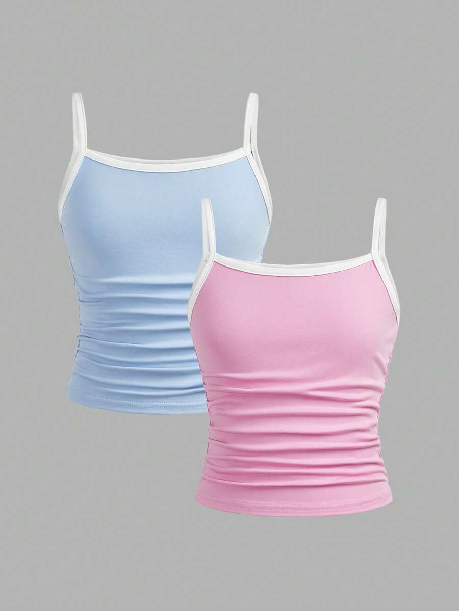Bộ 2 áo croptop dệt kim đen trắng dáng ôm, nhún bèo, bất đối xứng cho bé gái tuổi teen, mua 1 tặng 1. - Nhiều màu - Xem 1